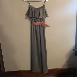 Army Green Maxi Dress With Belt
